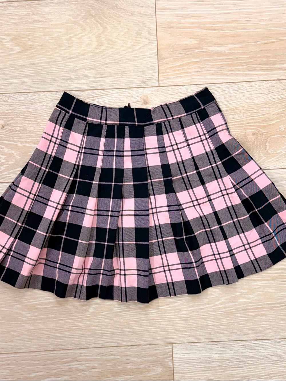 Fashion Nova Pink & Black Plaid Pleated Mini Skirt